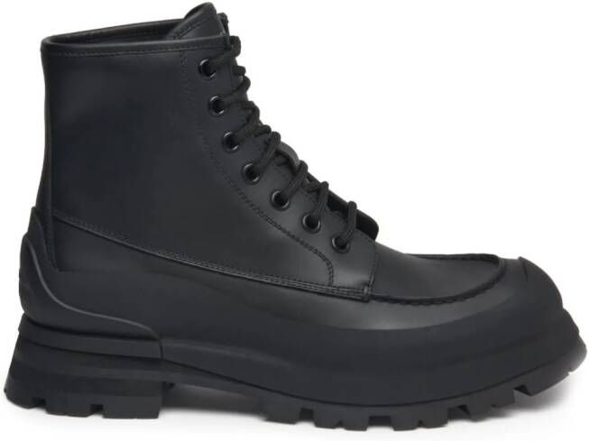 Alexander McQueen Wander leather lace-up boots Zwart