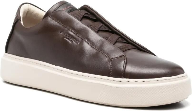 Alexander Smith London Slip-on Man leren sneakers met logo-reliëf Bruin - Foto 3
