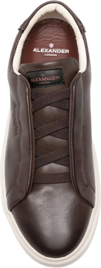Alexander Smith London Slip-on Man leren sneakers met logo-reliëf Bruin - Foto 4