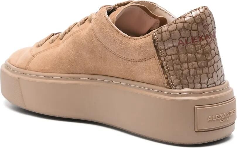 Alexander Smith Suède sneakers met krokodillen-reliëf Beige - Foto 3