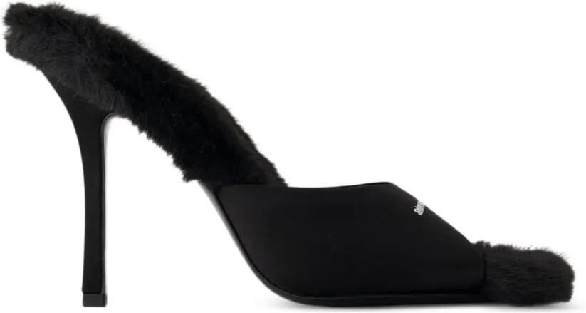 Alexander Wang Cher 105 mm muiltjes van imitatiebont Zwart