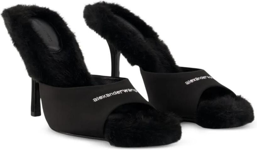 Alexander Wang Cher 105 mm muiltjes van imitatiebont Zwart - Foto 2