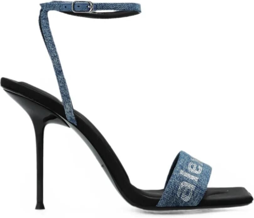 Alexander Wang Julie denim sandalen verfraaid met logo Blauw