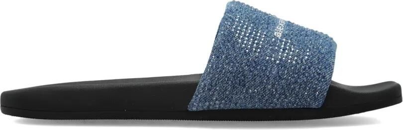 Alexander Wang Slippers met logo Blauw