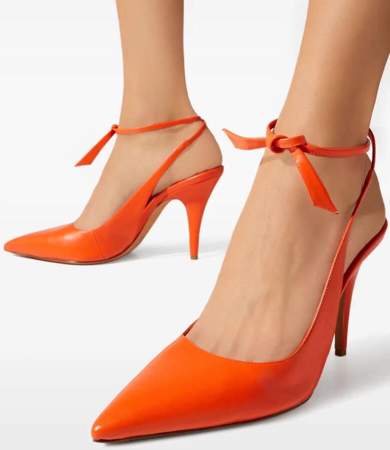 Alexandre Birman 90 mm pumps met puntige neus en enkelbandje Oranje - Foto 2
