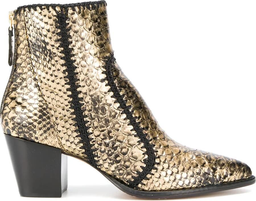 Alexandre Birman Laarzen met krokodillenprint Goud