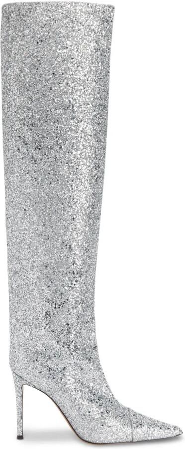 Alexandre Vauthier 90 mm Viola laarzen met glitters Zilver
