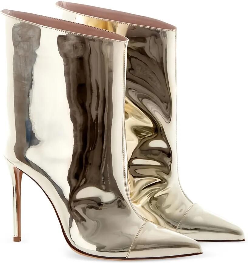 Alexandre Vauthier Enkellaarzen met puntige neus Goud - Foto 3