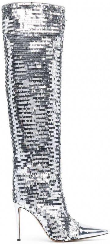 Alexandre Vauthier Clem knielaarzen met pailletten Zilver
