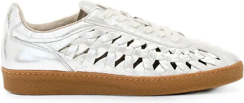 AllSaints Geweven leren metallic sneakers Zilver