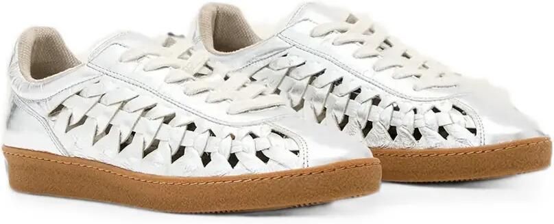 AllSaints Geweven leren metallic sneakers Zilver - Foto 5