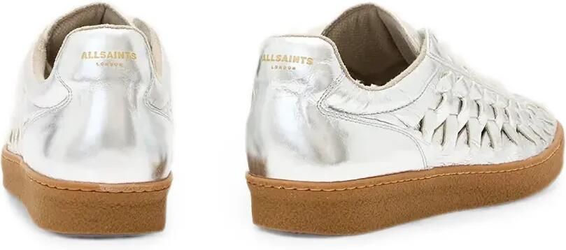 AllSaints Geweven leren metallic sneakers Zilver - Foto 4