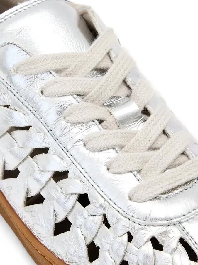 AllSaints Geweven leren metallic sneakers Zilver - Foto 2