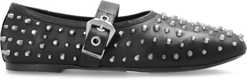 AllSaints Leren ballerina's met gesp met studs Zwart