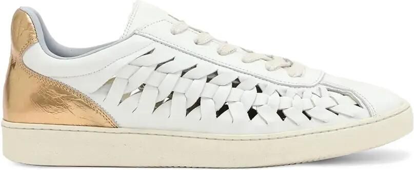 AllSaints Leren sneakers met metallic vlak en geweven detail Wit