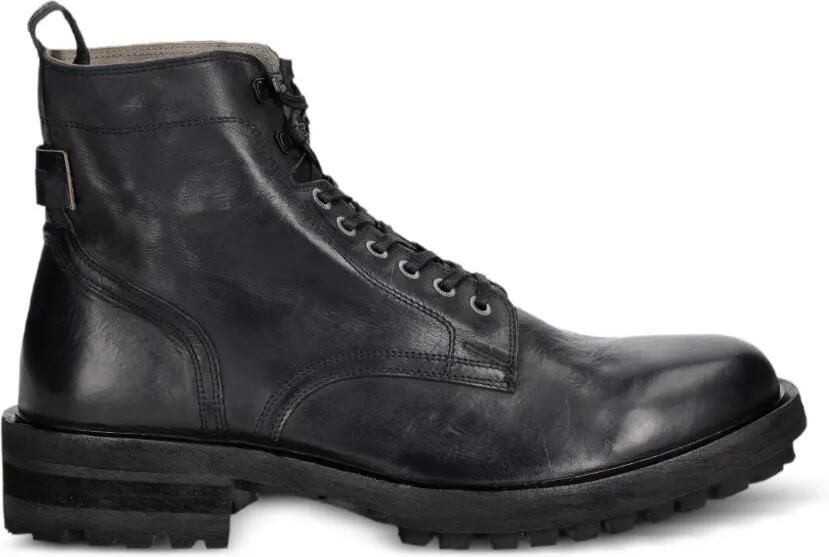 AllSaints Leren veterlaarzen Zwart