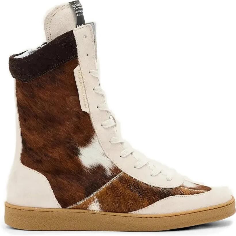 AllSaints Louise sneakers met koeprint Beige