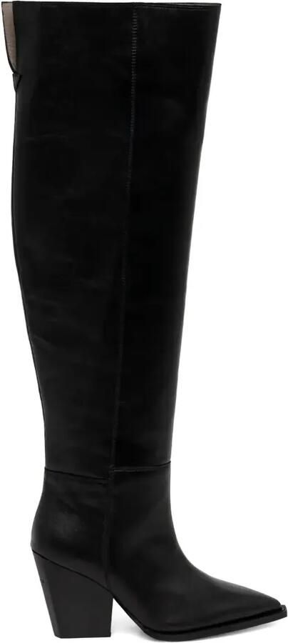 AllSaints Reina leren laarzen Zwart