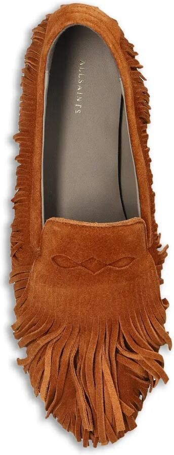 AllSaints Sandy suède loafers met franje Bruin - Foto 3