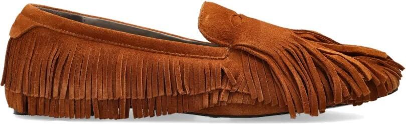 AllSaints Sandy suède loafers met franje Bruin - Foto 5