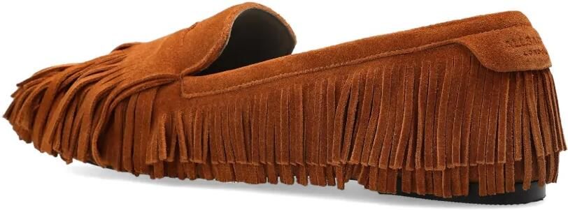 AllSaints Sandy suède loafers met franje Bruin - Foto 4
