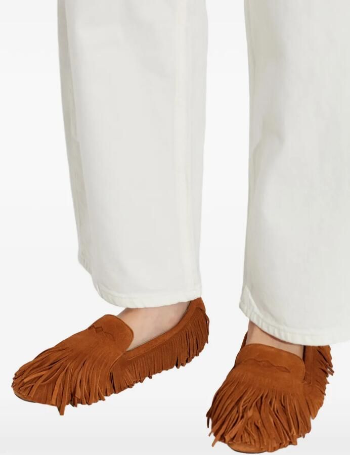 AllSaints Sandy suède loafers met franje Bruin - Foto 2