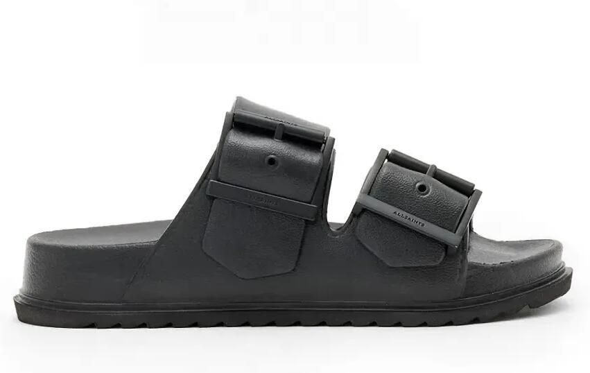AllSaints Sian slippers met dubbele bandjes en gespsluiting Zwart