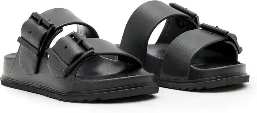 AllSaints Sian slippers met dubbele bandjes en gespsluiting Zwart - Foto 4