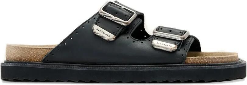 AllSaints Slippers met geperforeerde details en gespsluiting Zwart