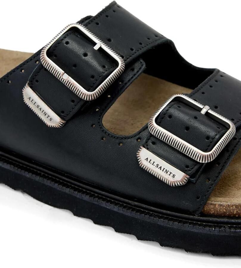 AllSaints Slippers met geperforeerde details en gespsluiting Zwart - Foto 2