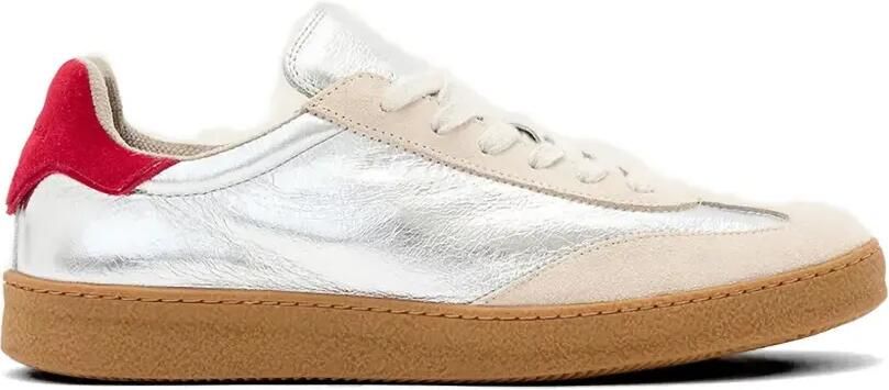 AllSaints Thelma sneakers met rood detail Zilver