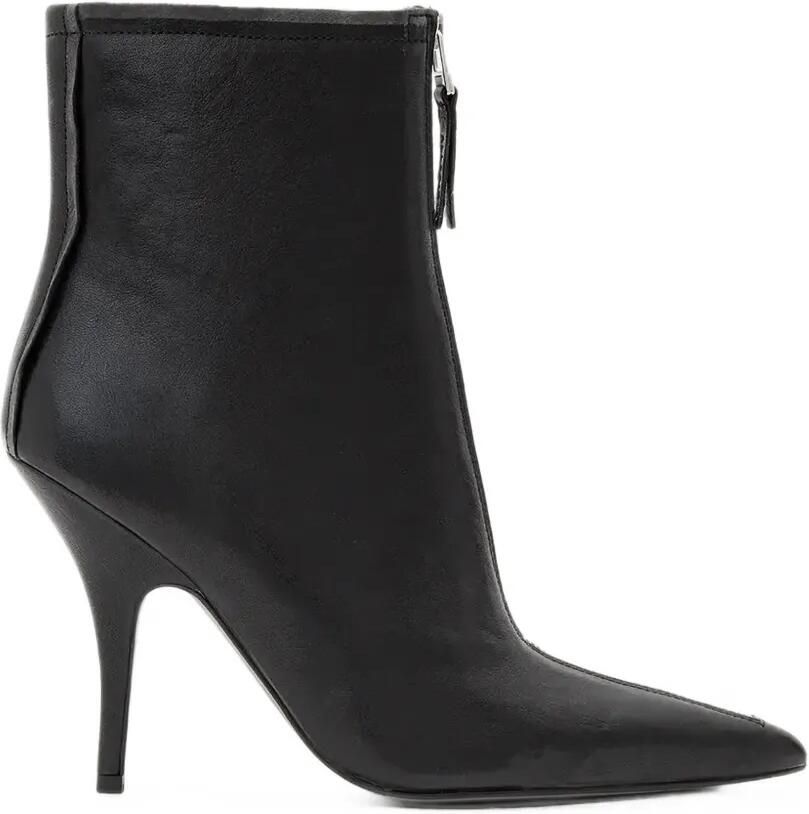 AllSaints Vera leren laarzen met rits aan de voorkant Zwart