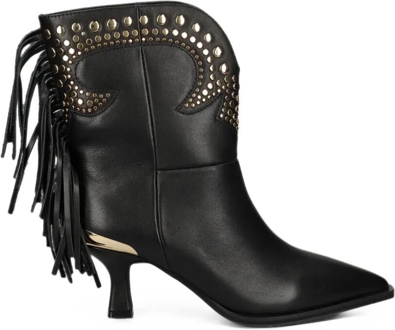 ALMA EN PENA studded fringed ankle boots Zwart