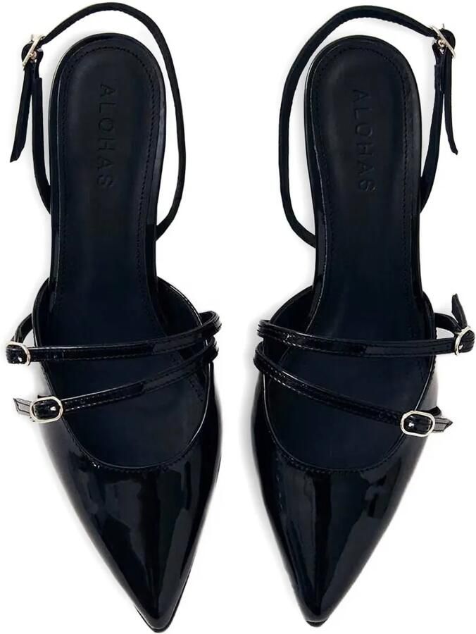 ALOHAS 75mm lakleren slingback pumps Zwart - Foto 2