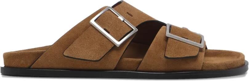 ALOHAS Alba suède sandalen met gesp Bruin