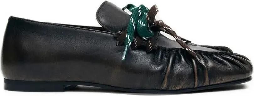 ALOHAS Aven leather ruched loafers Bruin