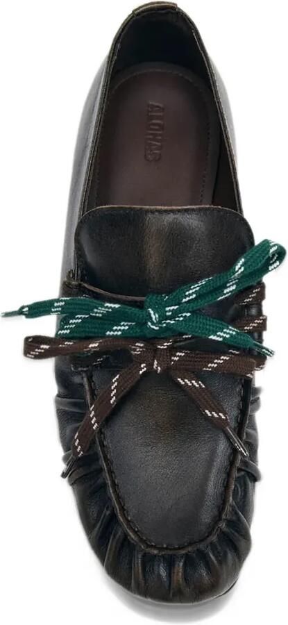 ALOHAS Aven leather ruched loafers Bruin - Foto 4