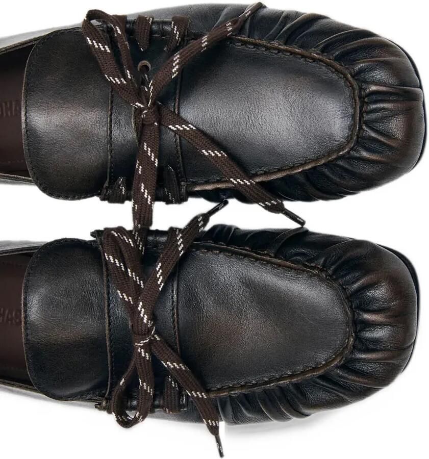 ALOHAS Aven leather ruched loafers Bruin - Foto 2
