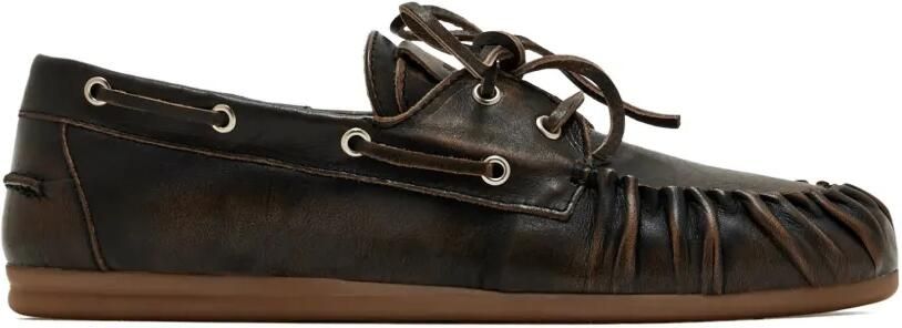 ALOHAS Geborstelde bruine loafers