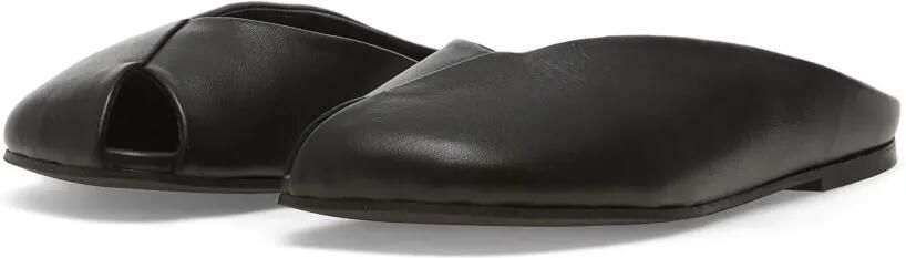 ALOHAS Platte leren sandalen met open neus Zwart - Foto 4