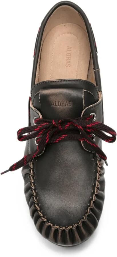ALOHAS Rowan Sporty leren loafers met veters Bruin - Foto 4