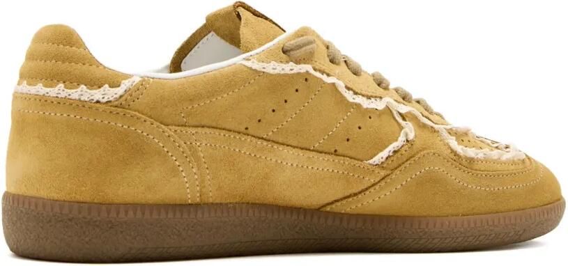 ALOHAS Suède sneakers met afwerking van kant Geel - Foto 4