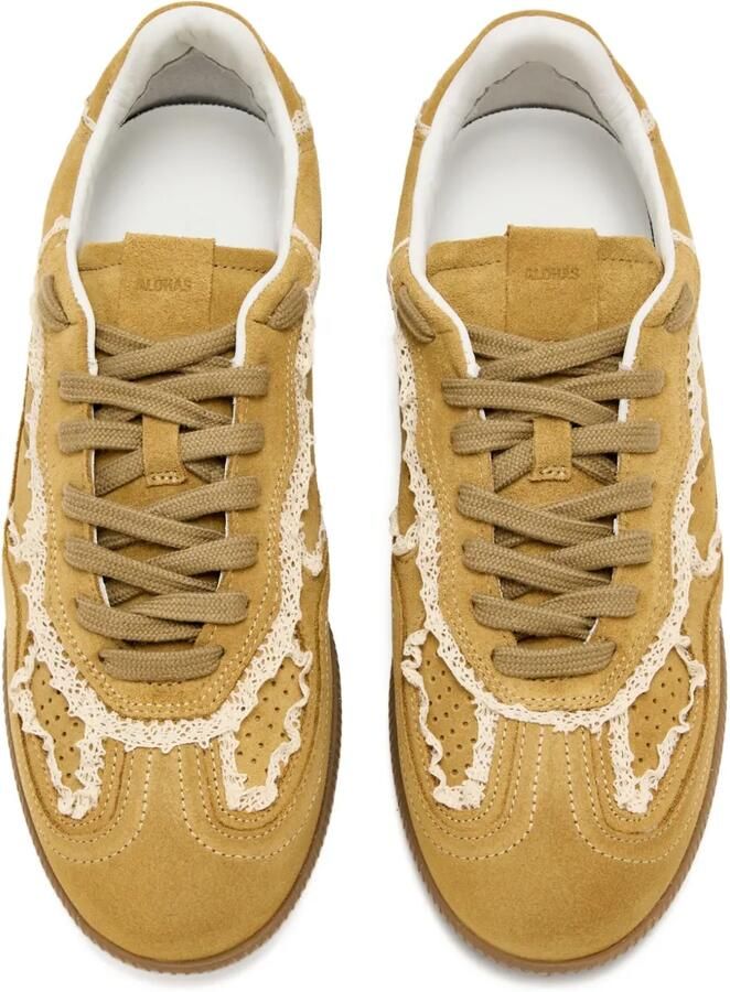 ALOHAS Suède sneakers met afwerking van kant Geel - Foto 3