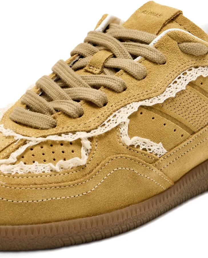 ALOHAS Suède sneakers met afwerking van kant Geel - Foto 2