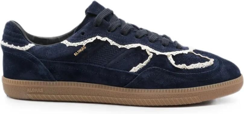 ALOHAS Tb.490 leren sneakers met gehaakte afwerking Blauw