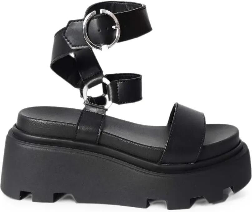 Altercore Marilla sandalen met plateauzool en gespsluiting Zwart