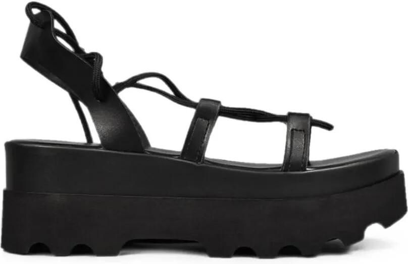 Altercore Sue sandalen met plateauzool en veters Zwart