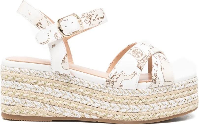 ALVIERO MARTINI 1° CLASSE Geo Map gevlochten sandalen Wit