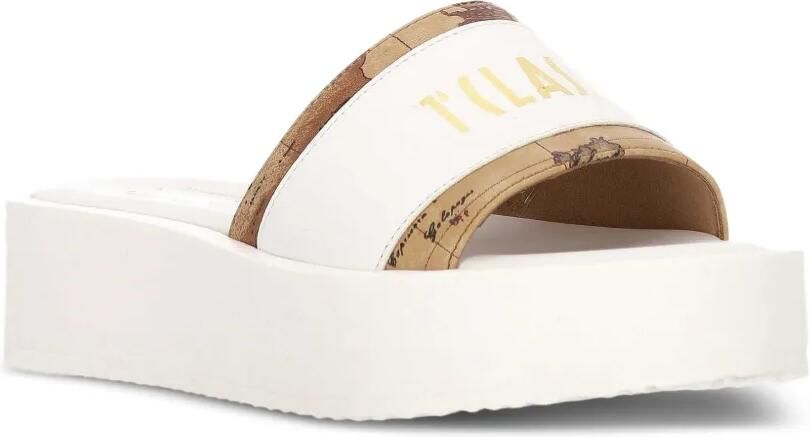 ALVIERO MARTINI 1° CLASSE Geo Map sandalen met logoprint Wit