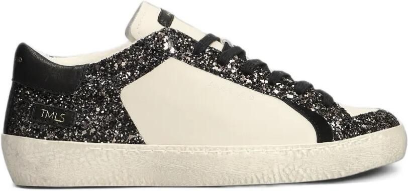 Ama Brand glitter-panelled leather sneakers Wit